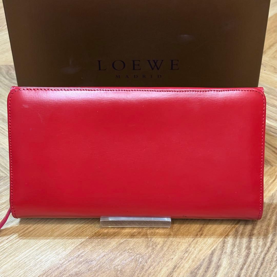 【超美品】希少 ロエベ ロングウォレット アナグラム レッド 長財布 箱付き