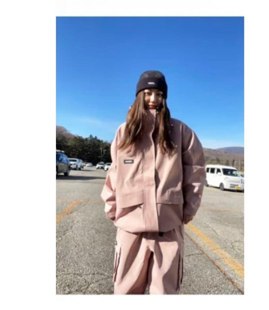 防水フード付きピンクジャケット　上下セット