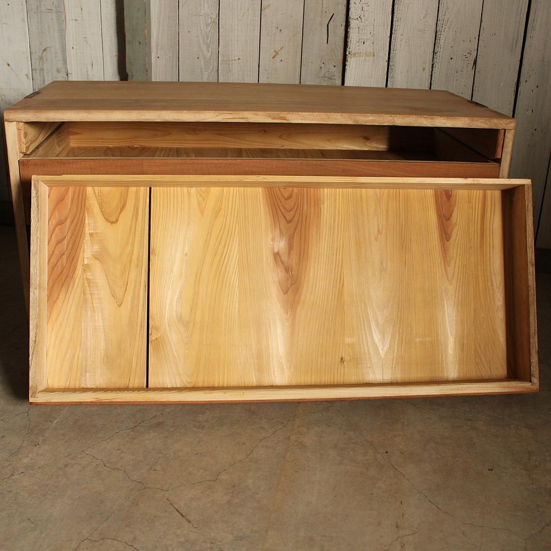 木製引き出し3段×ガラスケース　ガラスケース　食器棚　シャツケース　収納　古家具