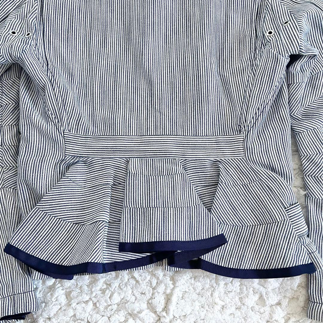 M*n様 美品　サカイ　sacai ストライプ柄　紺　白￼ライダースジャケット