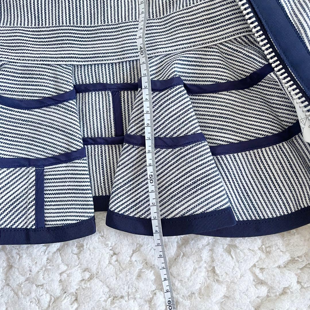 M*n様 美品　サカイ　sacai ストライプ柄　紺　白￼ライダースジャケット