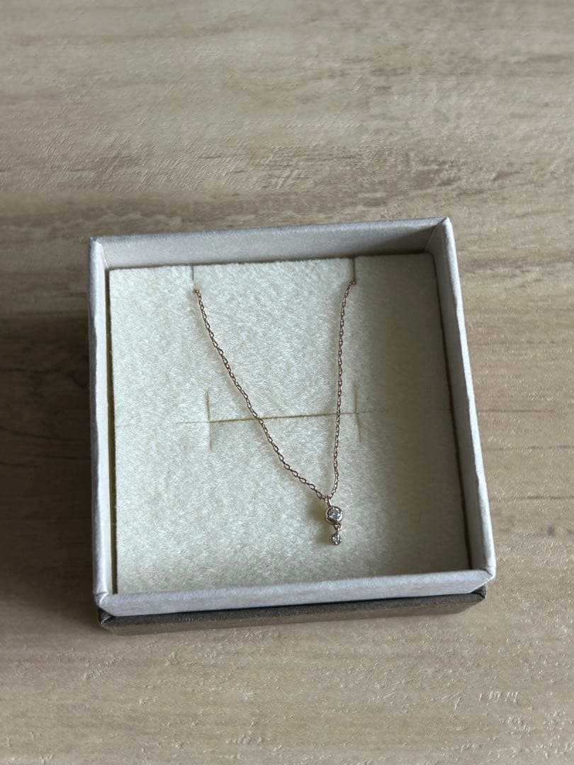 ete ネックレス K10 2連ダイヤモンド 0.02ct ピンクゴールド