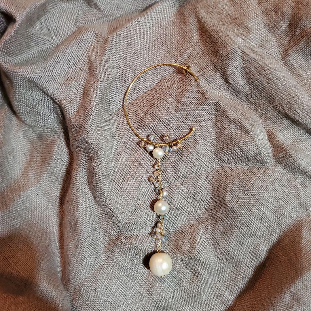 SWEETPEA スイートピーパール付きフープピアス(片耳用)2way最終価格❗