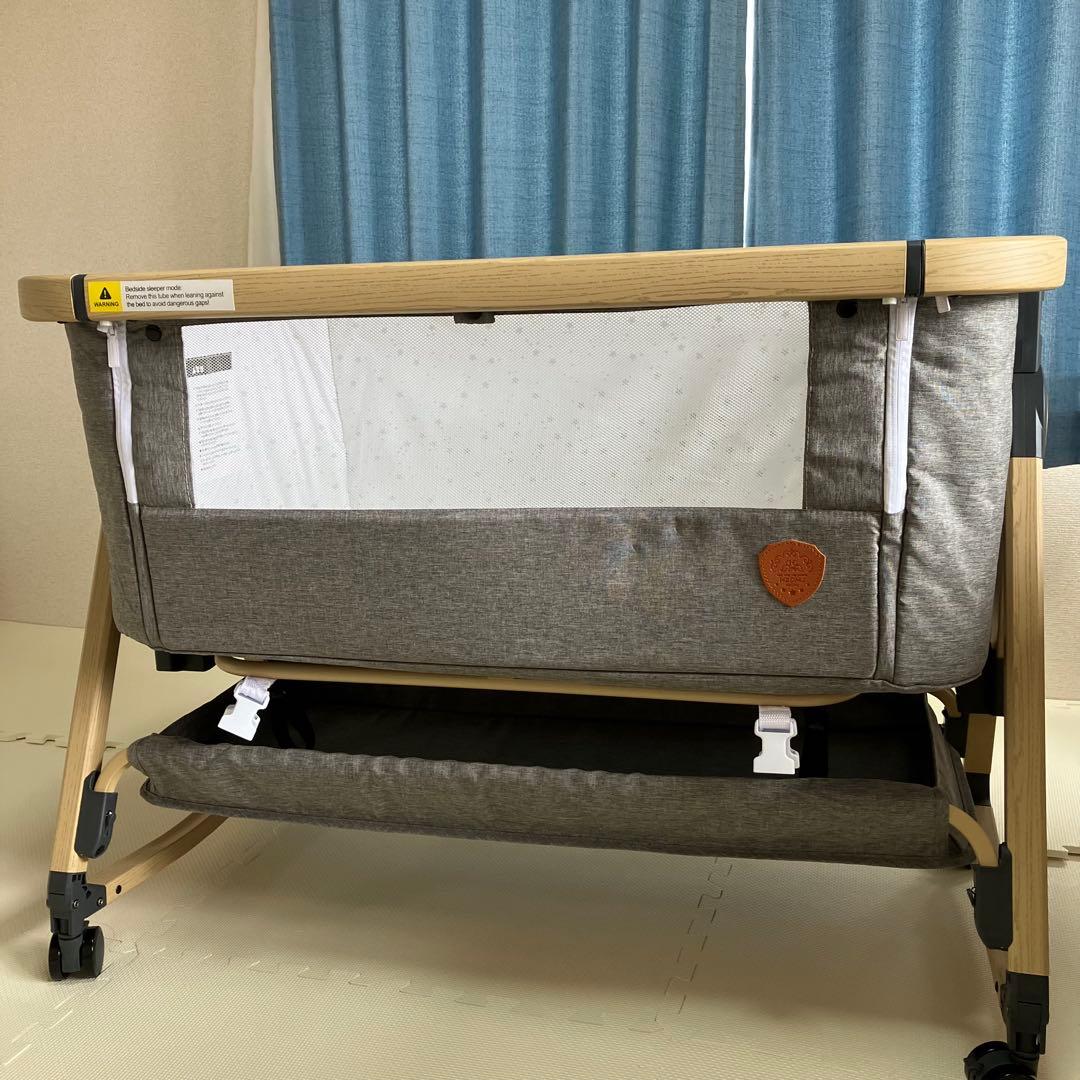 HZDMJ ベビーベッド グレー　持ち運び 折りたたみ