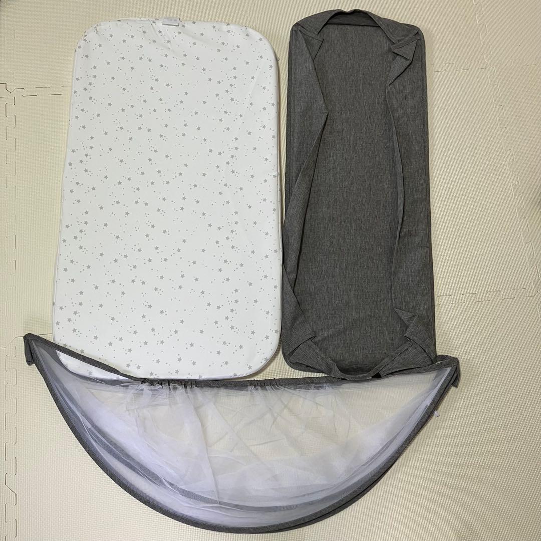 HZDMJ ベビーベッド グレー　持ち運び 折りたたみ