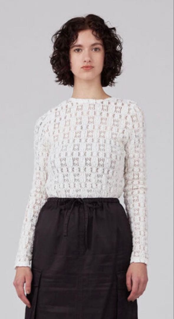 未着用【MACPHEE】コットンナイロンレース クルーネックプルオーバー