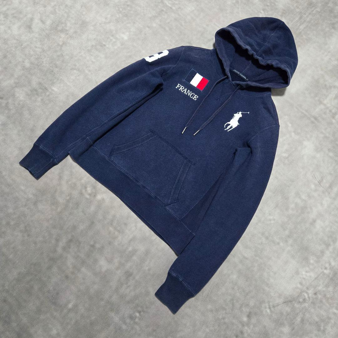 ラルフローレン パーカー ビッグポニー フランス 日本 国旗 刺繍 紺 L