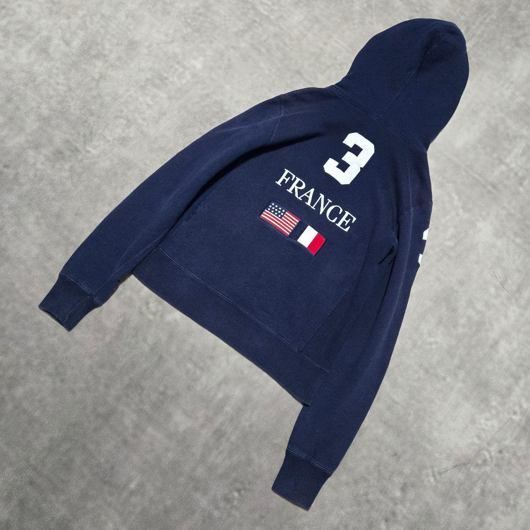 ラルフローレン パーカー ビッグポニー フランス 日本 国旗 刺繍 紺 L