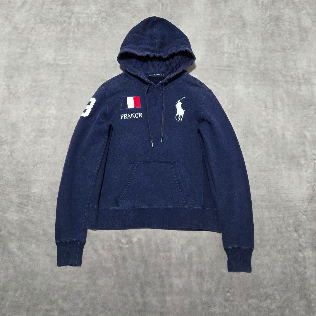 ラルフローレン パーカー ビッグポニー フランス 日本 国旗 刺繍 紺 L