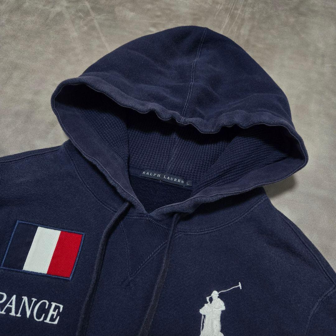 ラルフローレン パーカー ビッグポニー フランス 日本 国旗 刺繍 紺 L