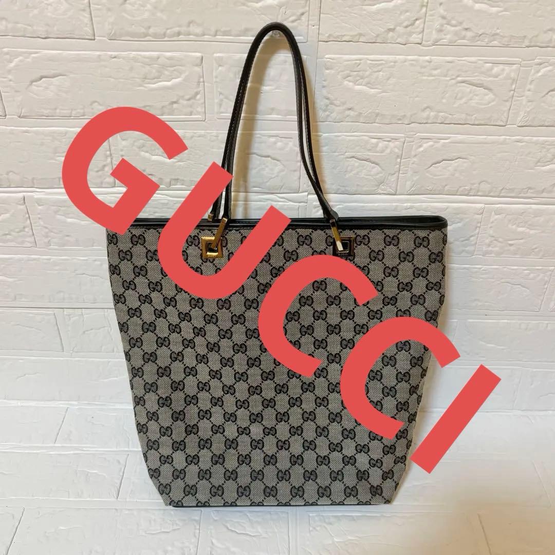 【極美品】GUCCI グッチ トートバッグ　GGキャンバス×レザー　巾着2個付き