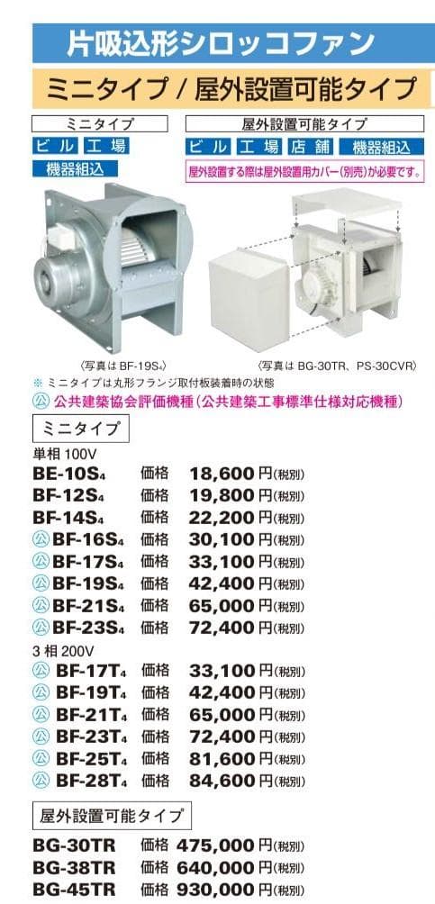 三菱 BF-23S5　単相100V 産業用送風機 [本体]片吸込形シロッコファン