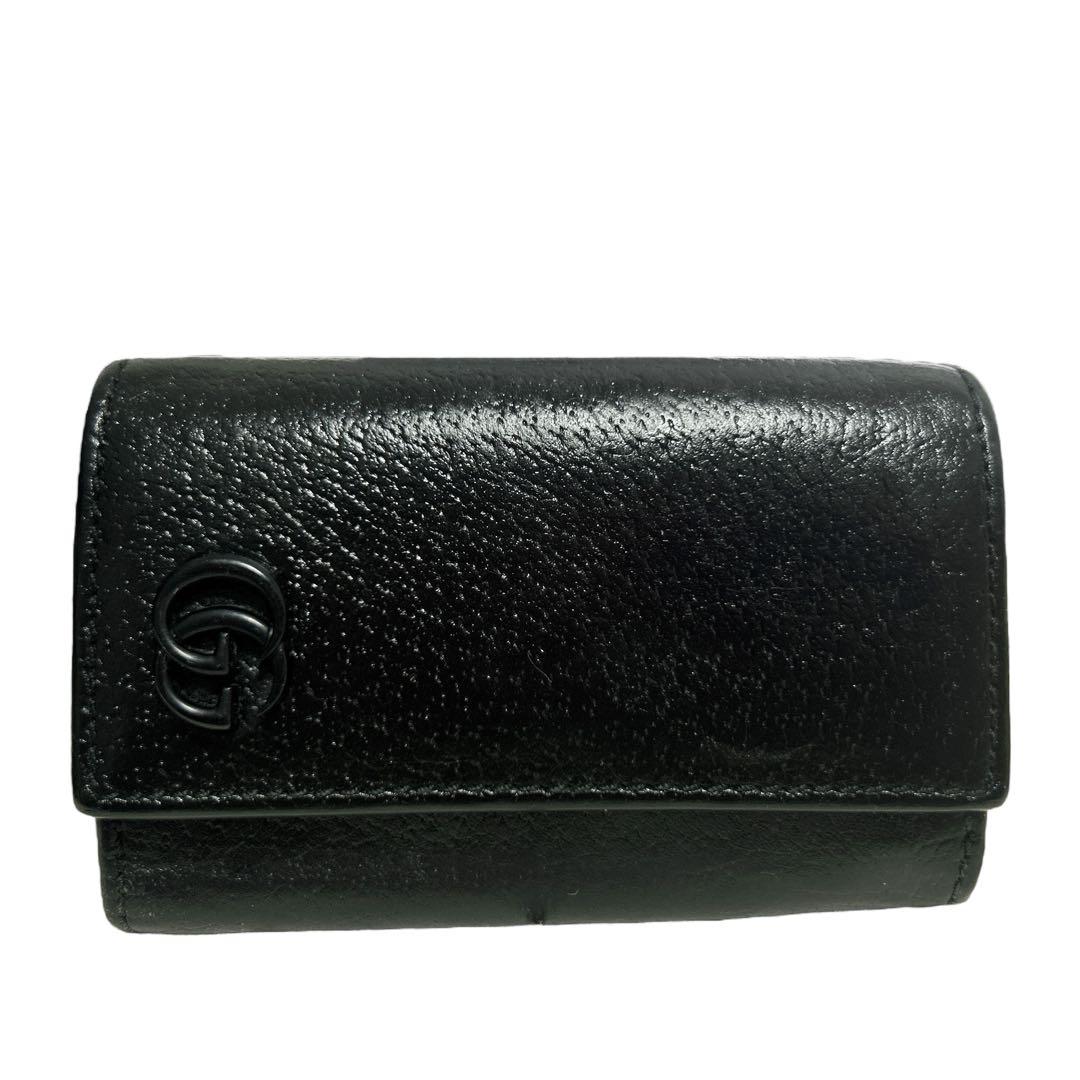 美品 GUCCI GGロゴ GG マーモント キーケース レザー ブラック 黒