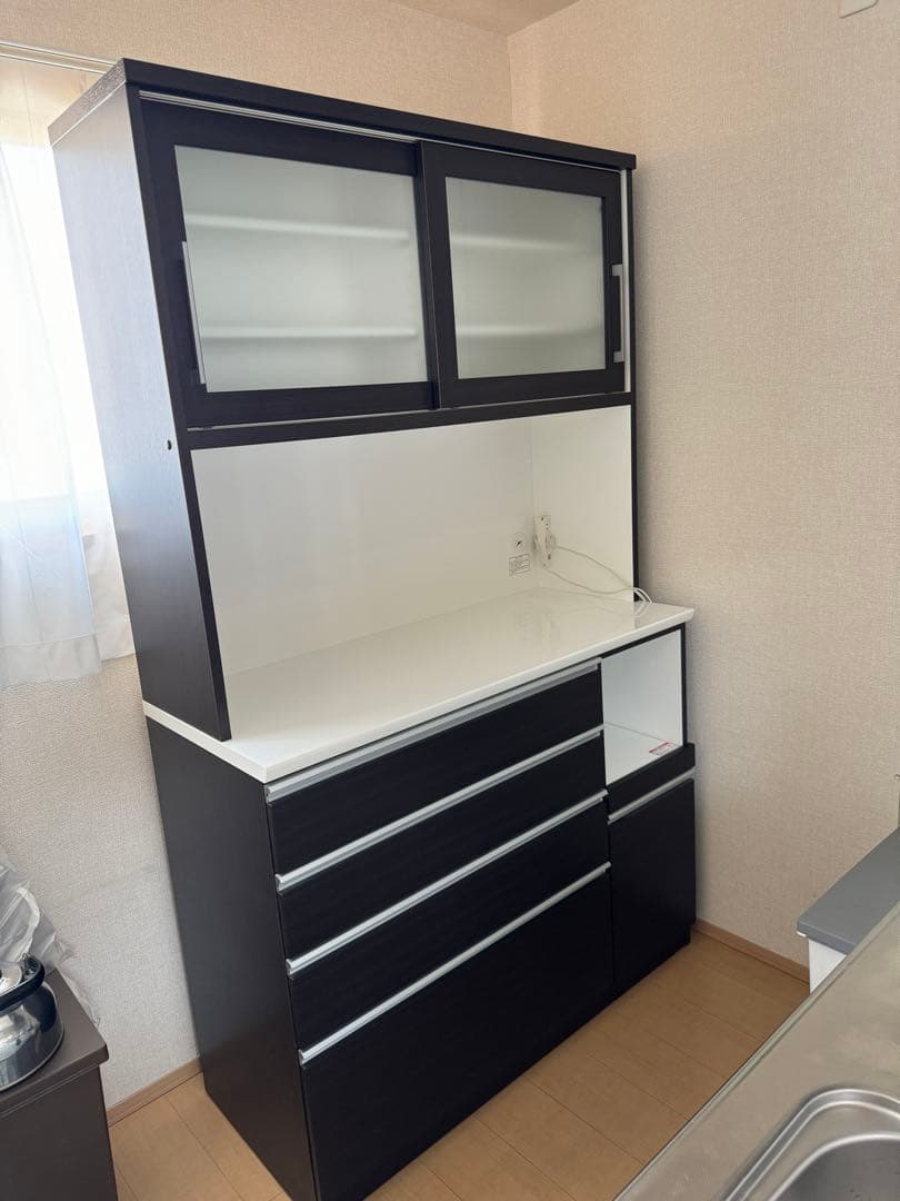 奈良発 120cm ニトリ レジューム 食器棚 キッチンボード 家電レンジ収納