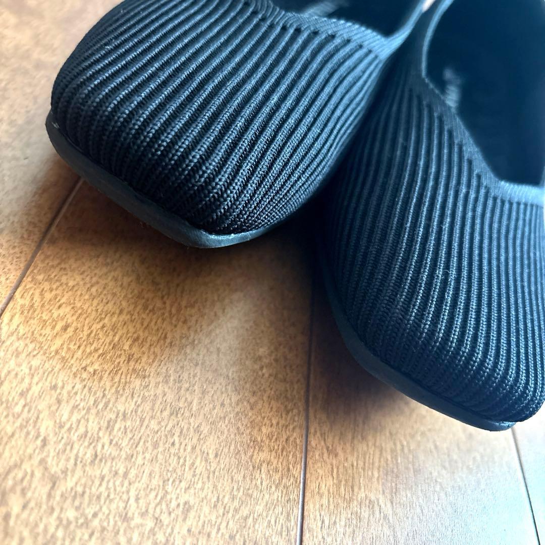 【美品】VIVAIA スクエアトゥパンプス 黒 38.5/24.5cm