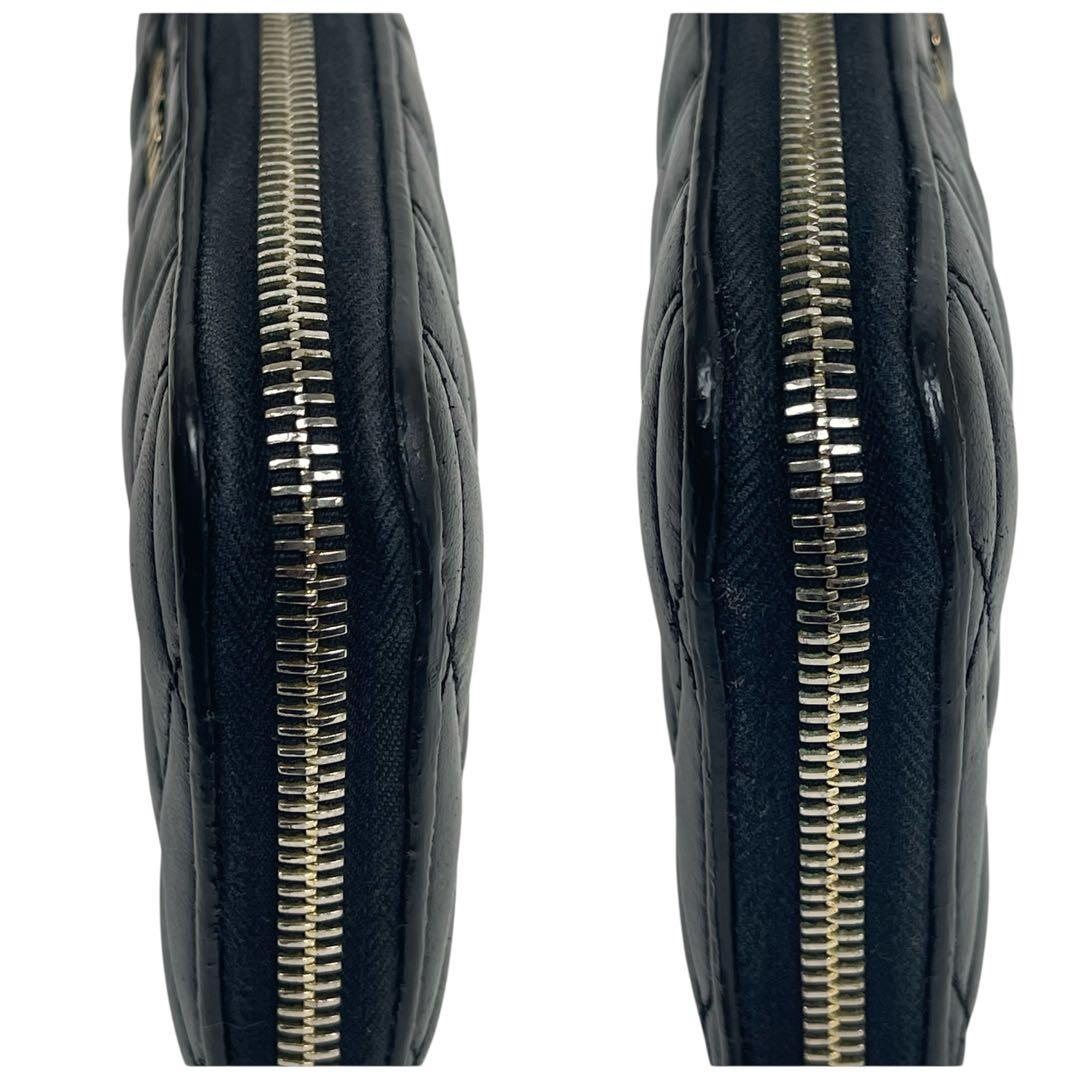 ミュウミュウ　キルティング　長財布　ロゴプレート　レザー　ブラック　希少美品！