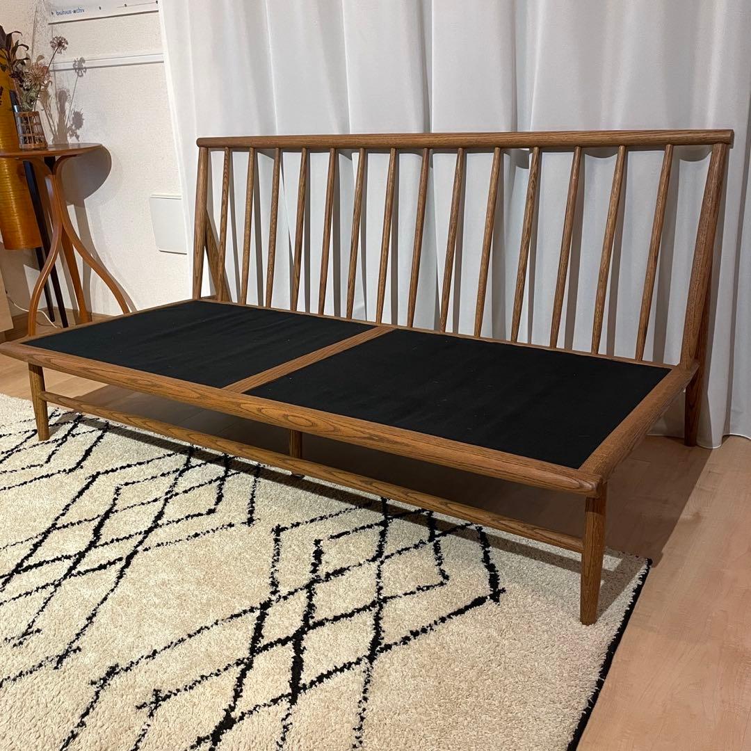 美品！モモナチュラル クラウド ソファ 2シーター コーデュロイ カーキ系