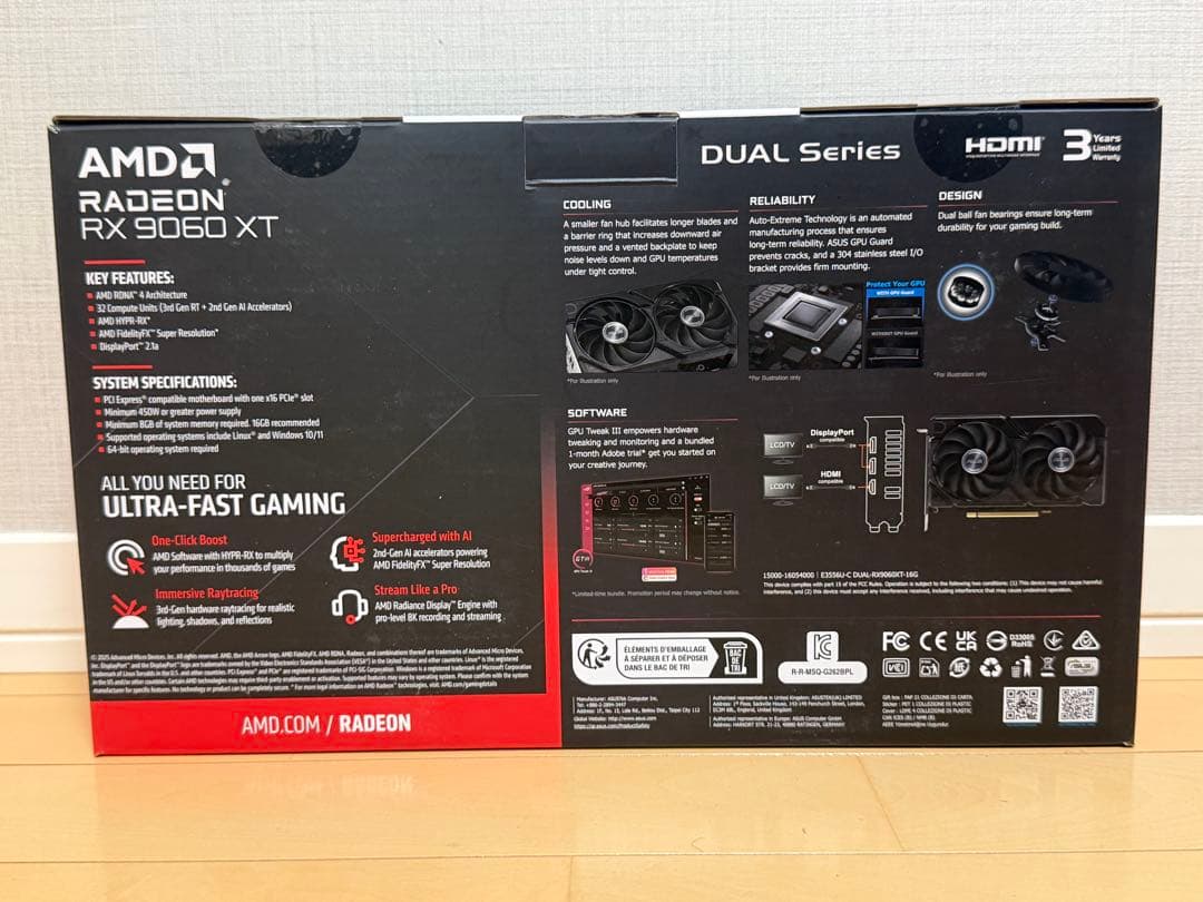 グラフィックボード・グラボ・ビデオカード ASUS Radeon RX 9060 XT 16GB DUAL