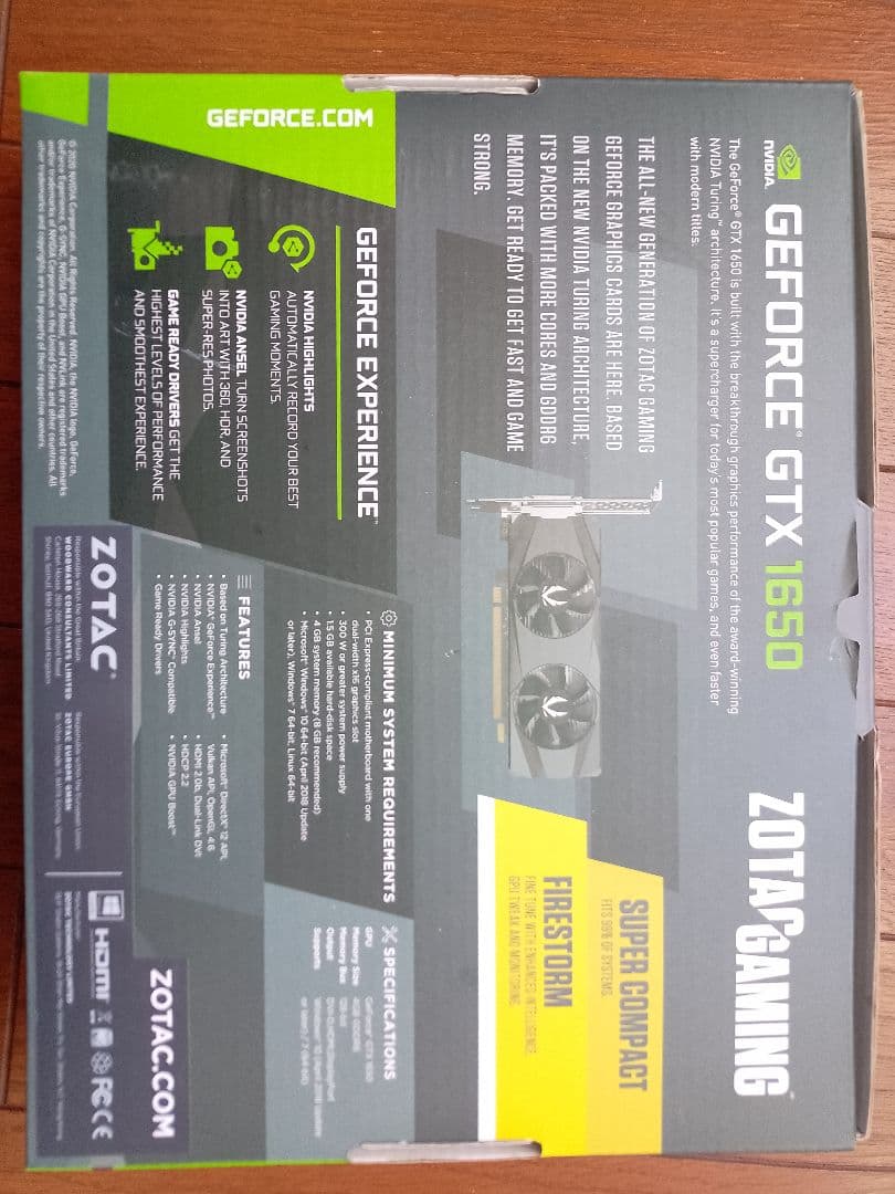 ZOTAC GEFORCE GTX1650 LP GDDR6 グラフィックボード