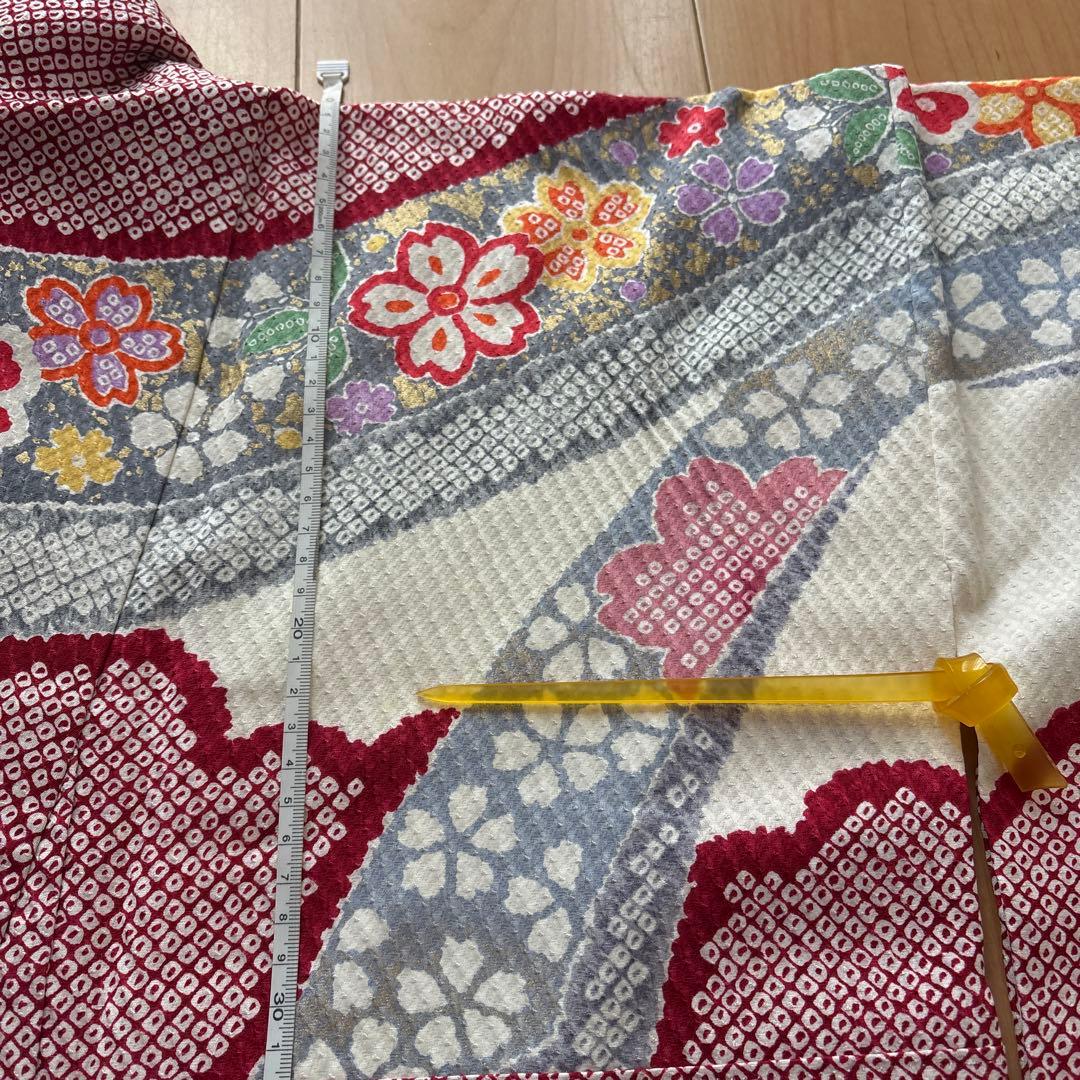 正絹　赤×黒　疋田　熨斗目　振袖　着物単品　成人式