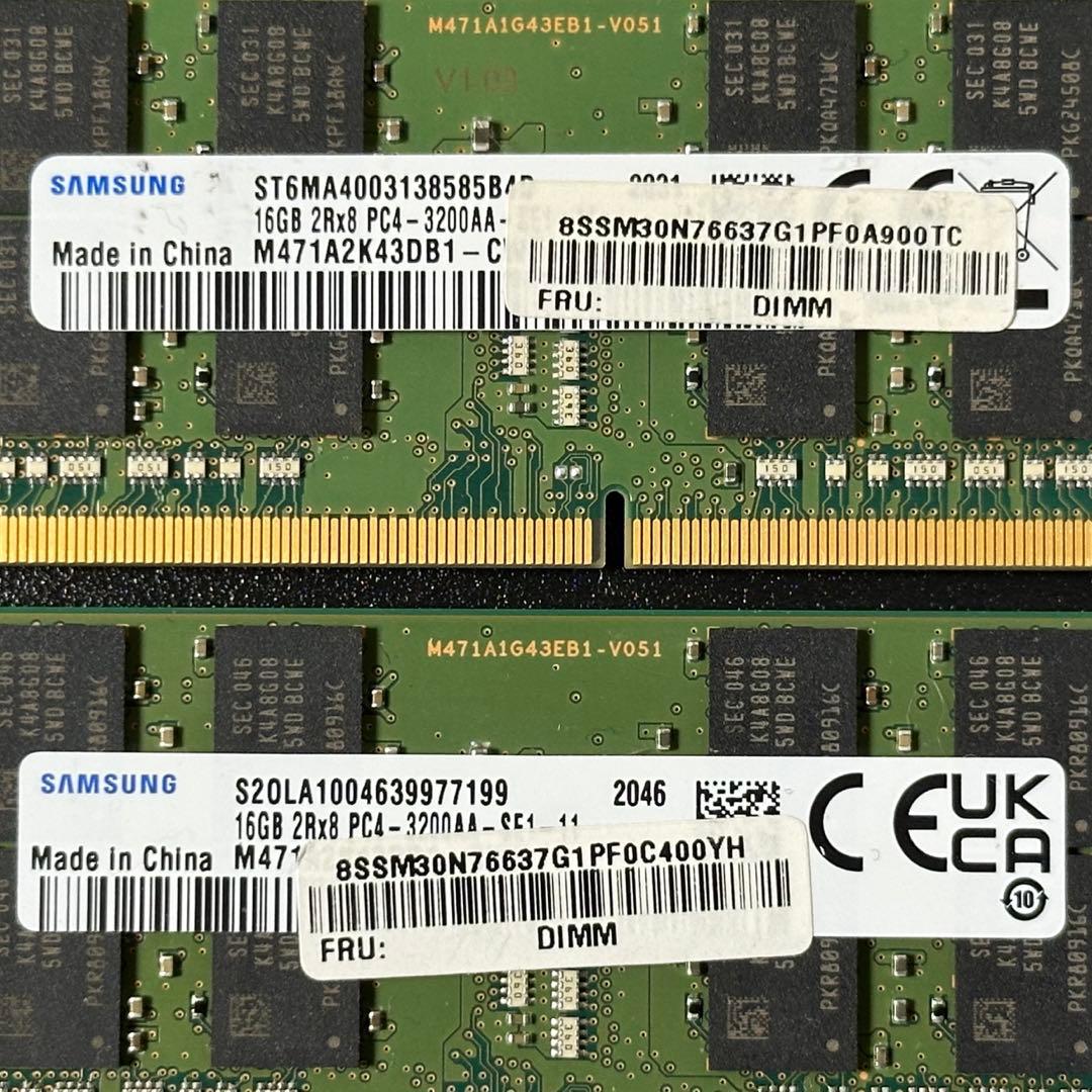 【動作保証】DDR4-3200 16GB(8GB×2) Samsung p98