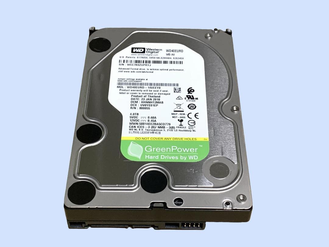 内蔵型ハードディスクドライブ M9835 Western Digital WD40EURD 4TB 3.5