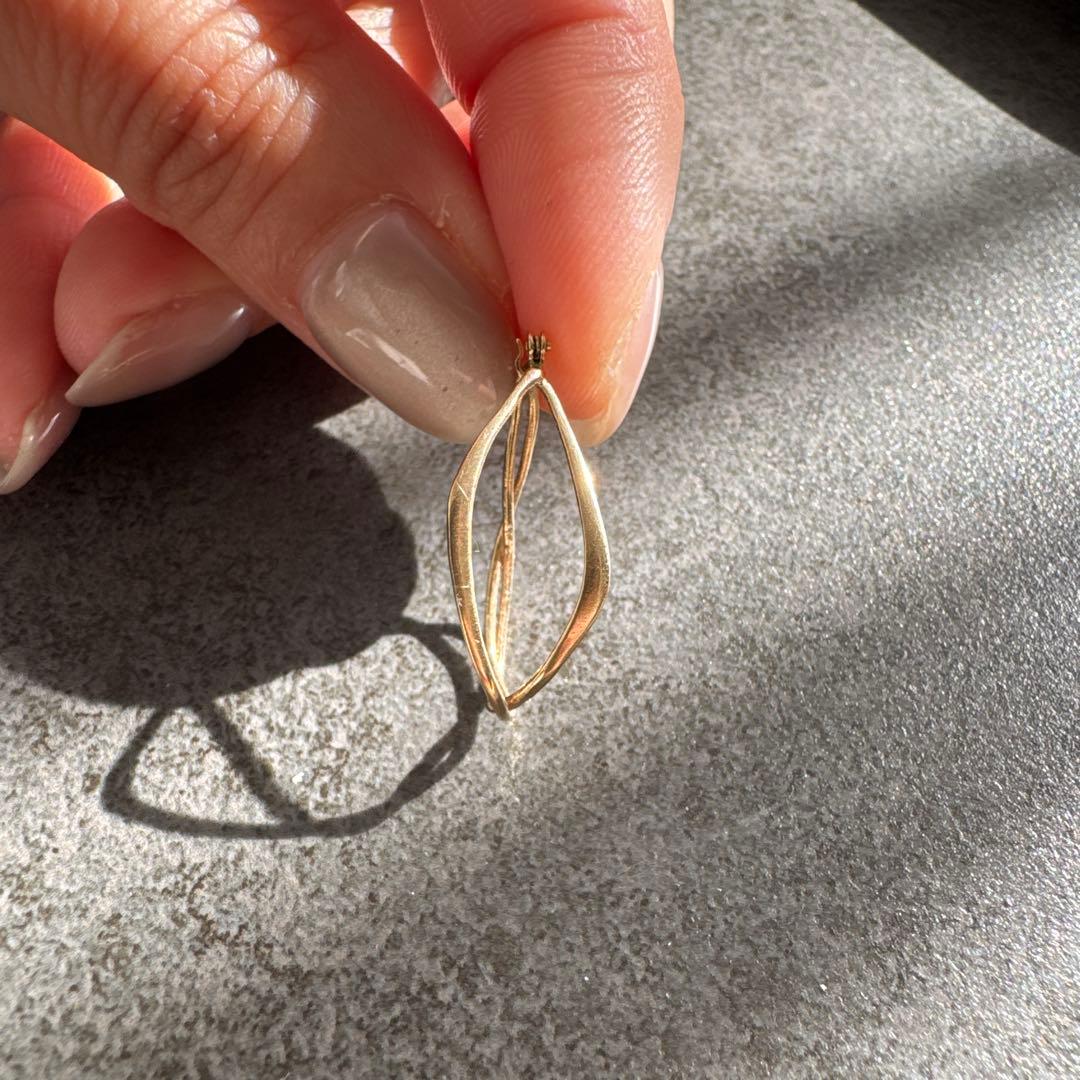 アガット＊フープ＊リーフ型＊ピアス＊片耳＊k10