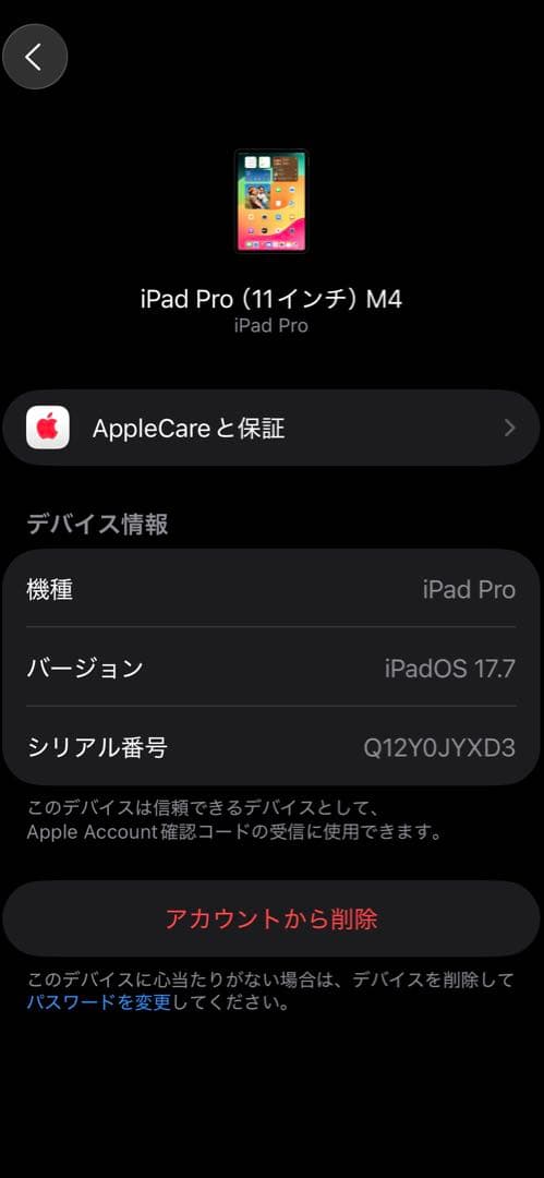 iPad Pro 11インチ M4本体ジャンク