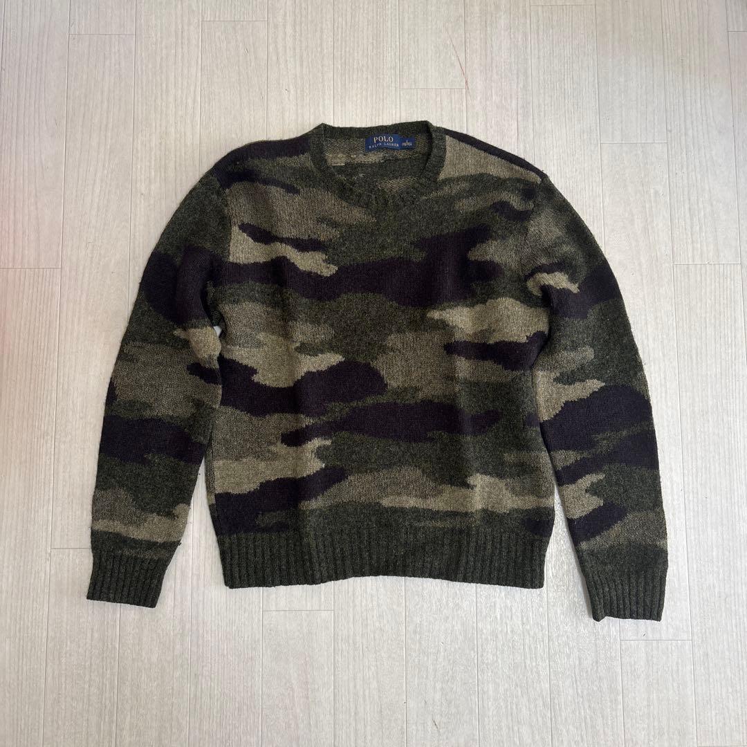 Polo Ralph Lauren ニット レザー エルボーパッチ迷彩 カモフラ