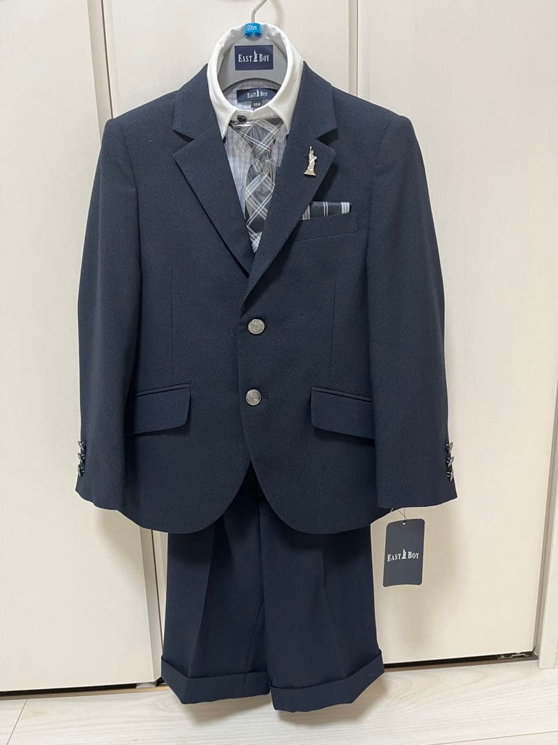 みい　新品 イーストボーイ 120 男の子 フォーマル6点セット紺色