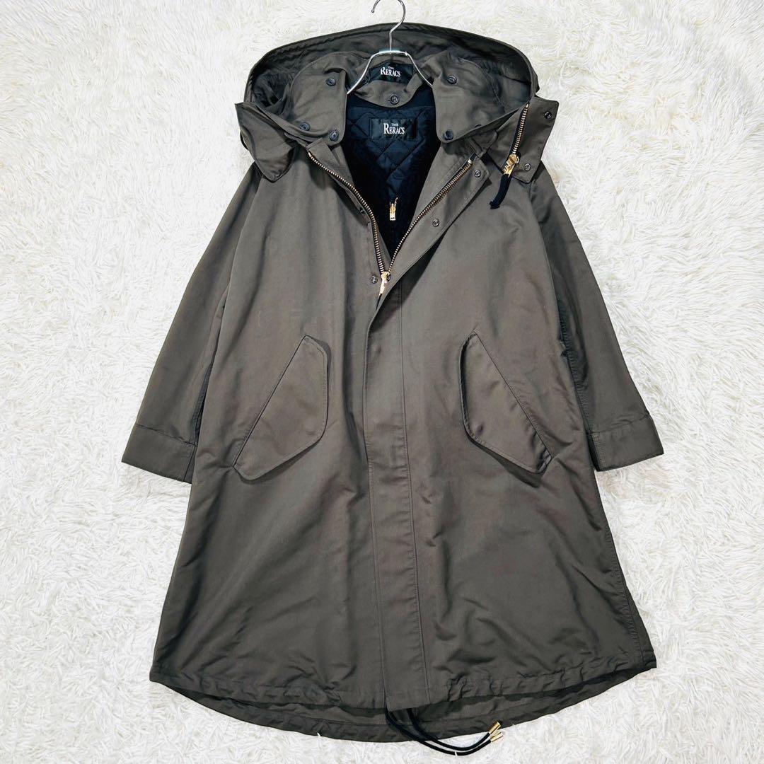 未使用級 リラクス モッズコート ボアベスト セット 取り外し可 カーキ 36