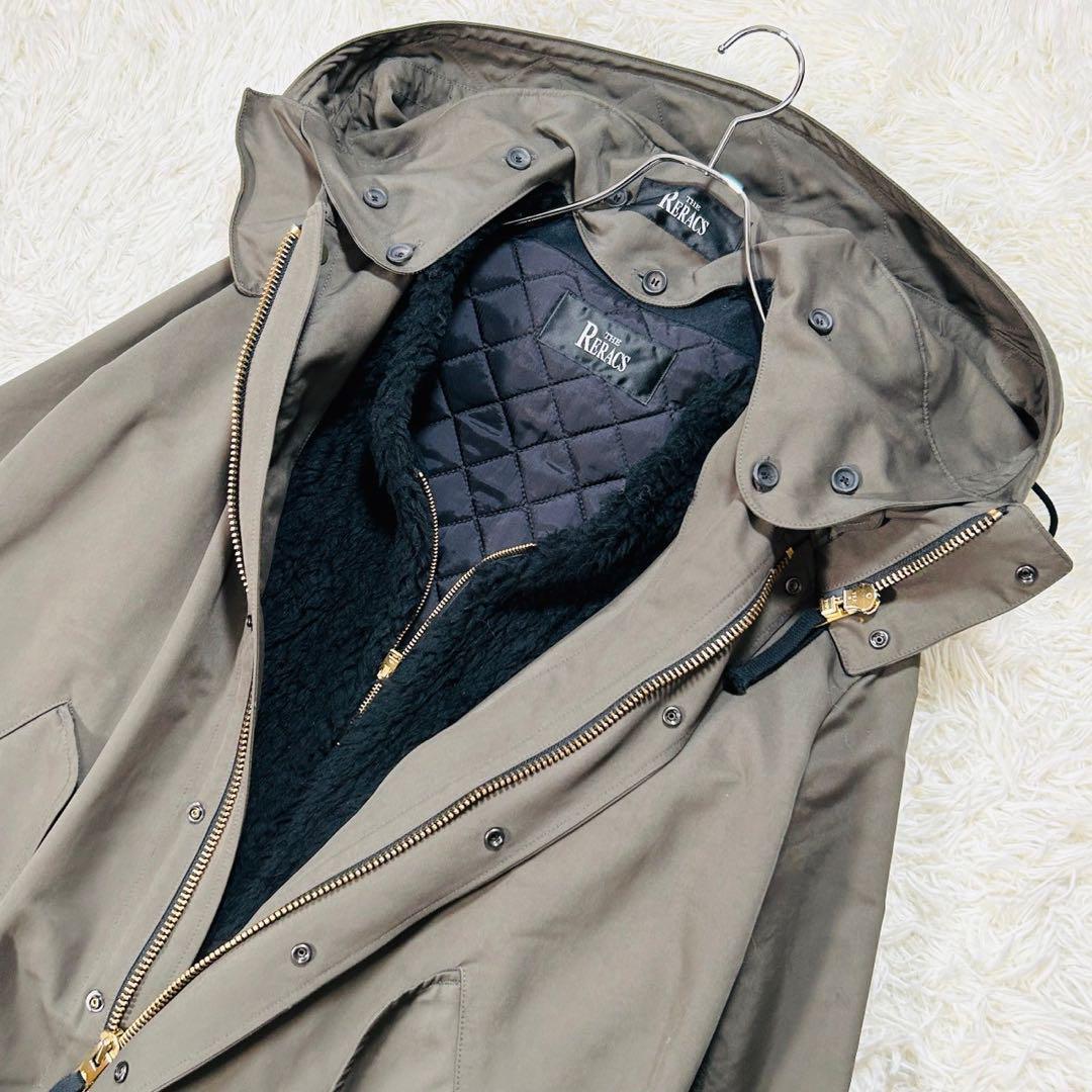 未使用級 リラクス モッズコート ボアベスト セット 取り外し可 カーキ 36