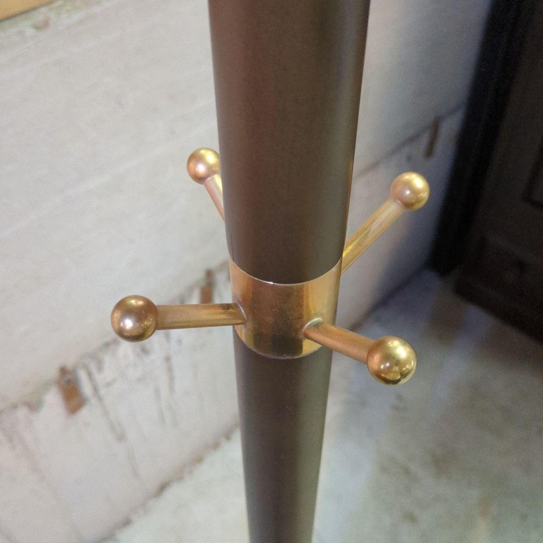 オールドカリモク 木製コートハンガー ボール型フック付き ブラウン×ゴールド