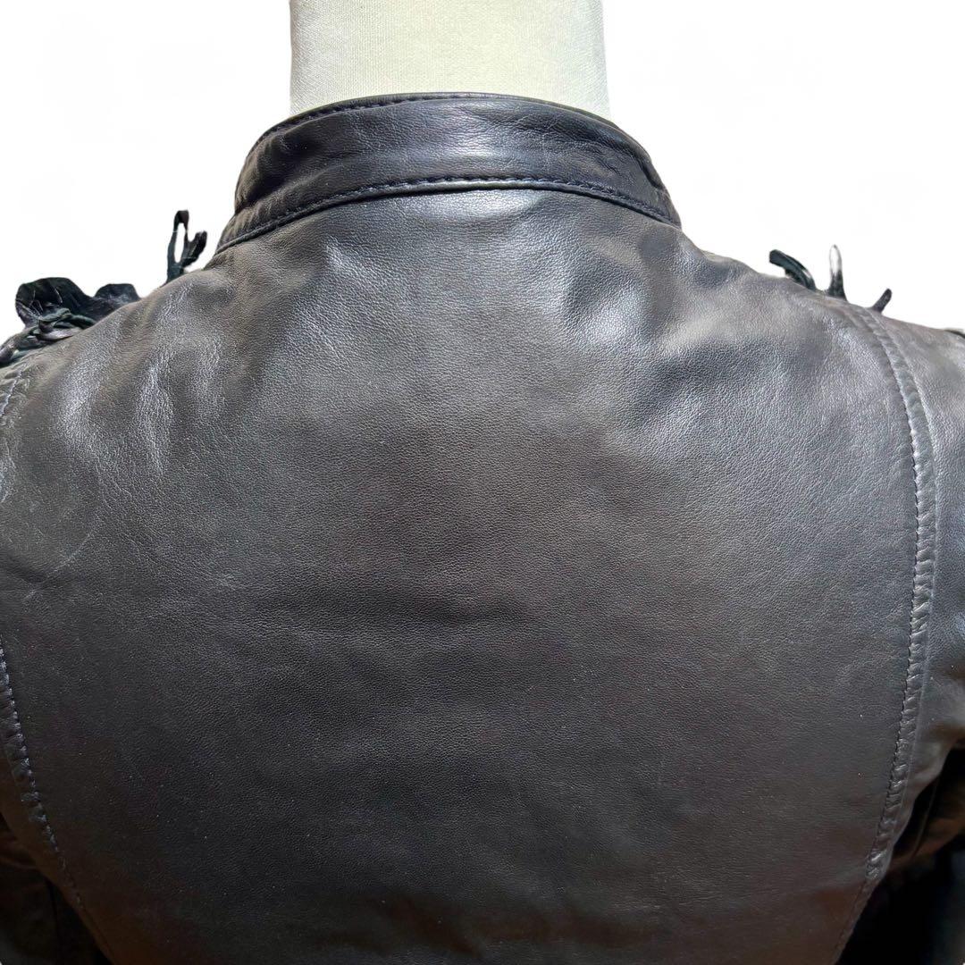 【T様】パトリツィア ぺぺレザージャケット 黒 S 羊革 高級装飾 希少