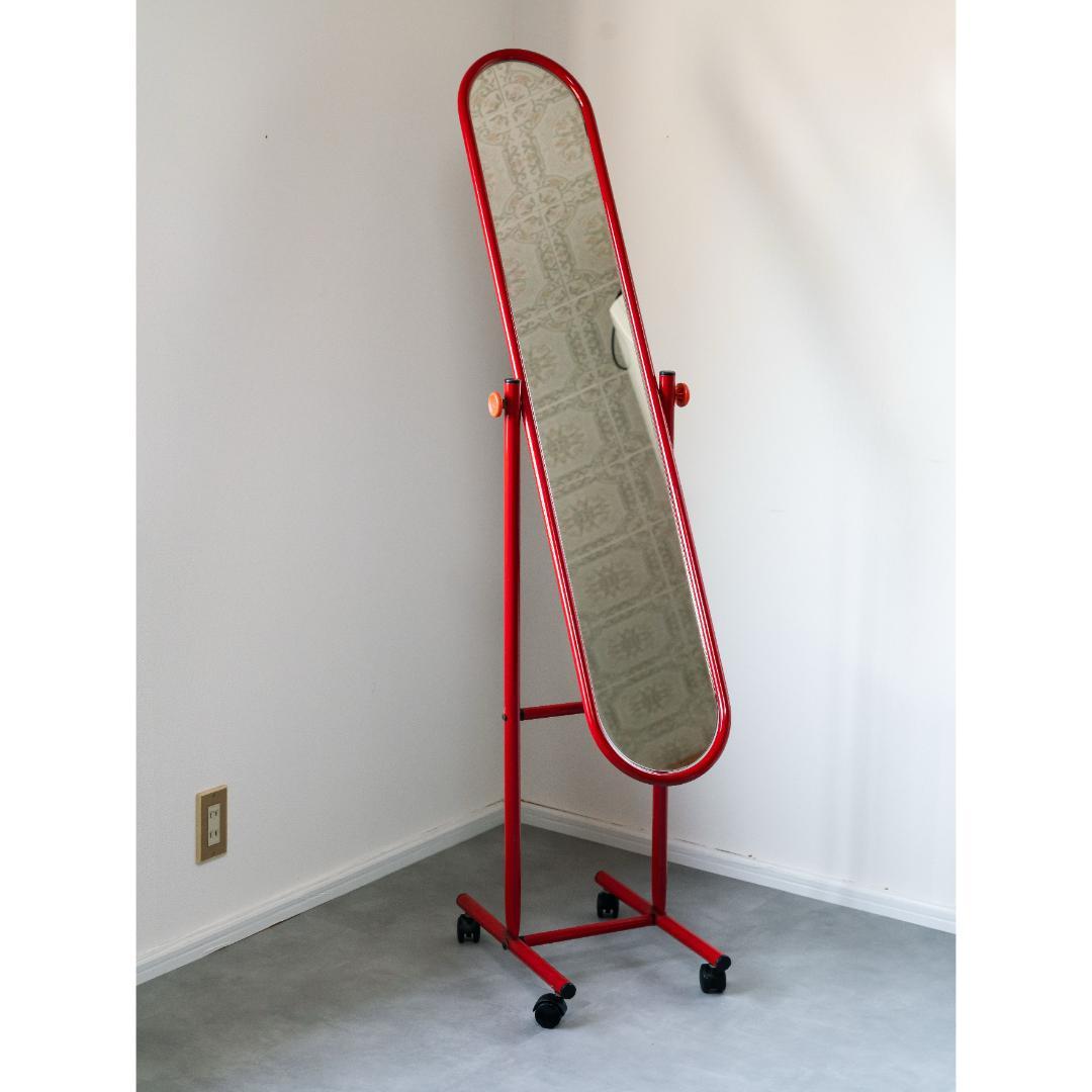80s アイアンフレーム スタンドミラー 姿見レトロポップ　モダン