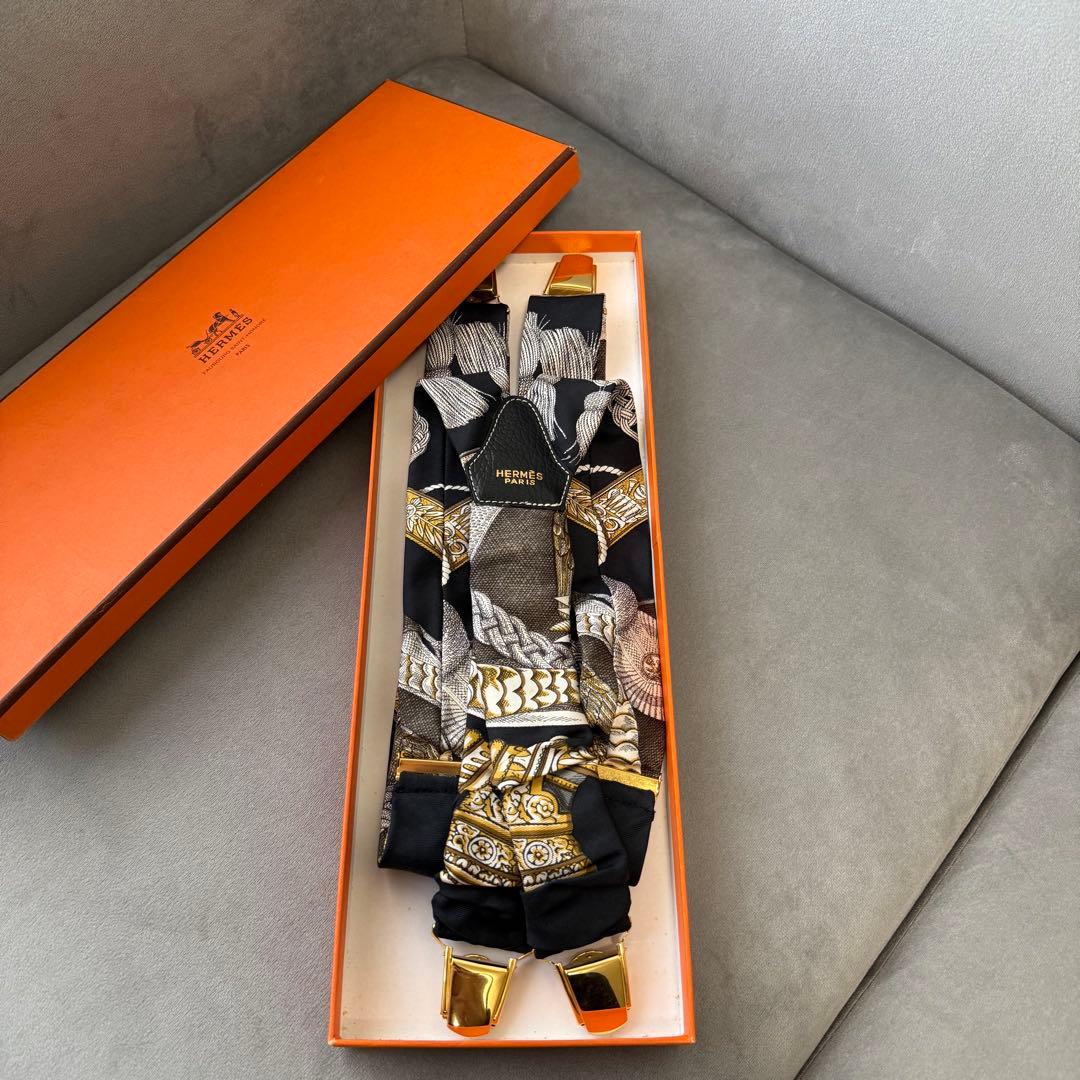 エルメス サスペンダー シルク ツイリー ゴールド 金具