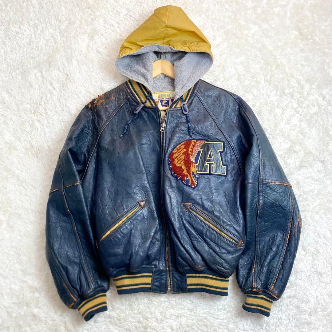 AVIREX ラムレザー スタジャン インディアントマホークス　ライナー付き
