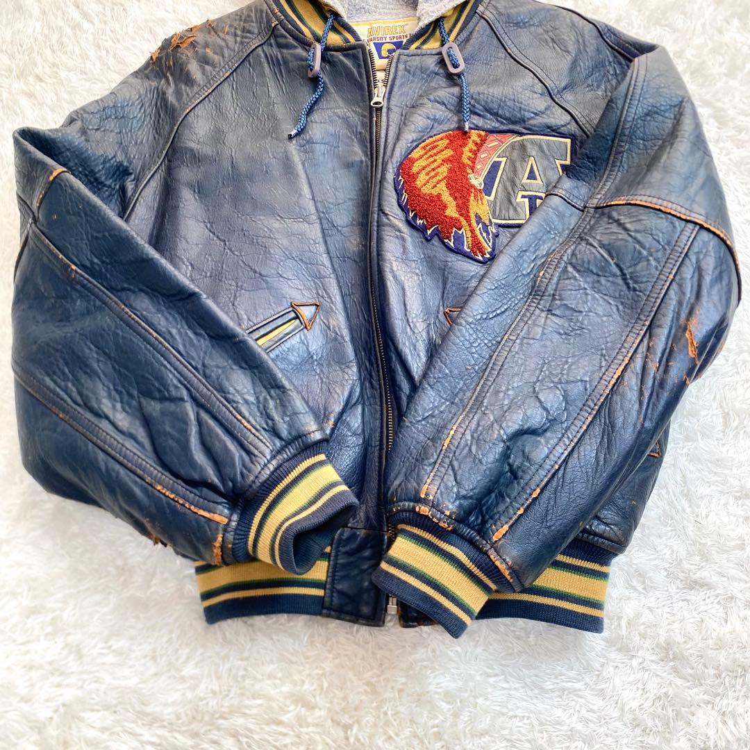 AVIREX ラムレザー スタジャン インディアントマホークス　ライナー付き
