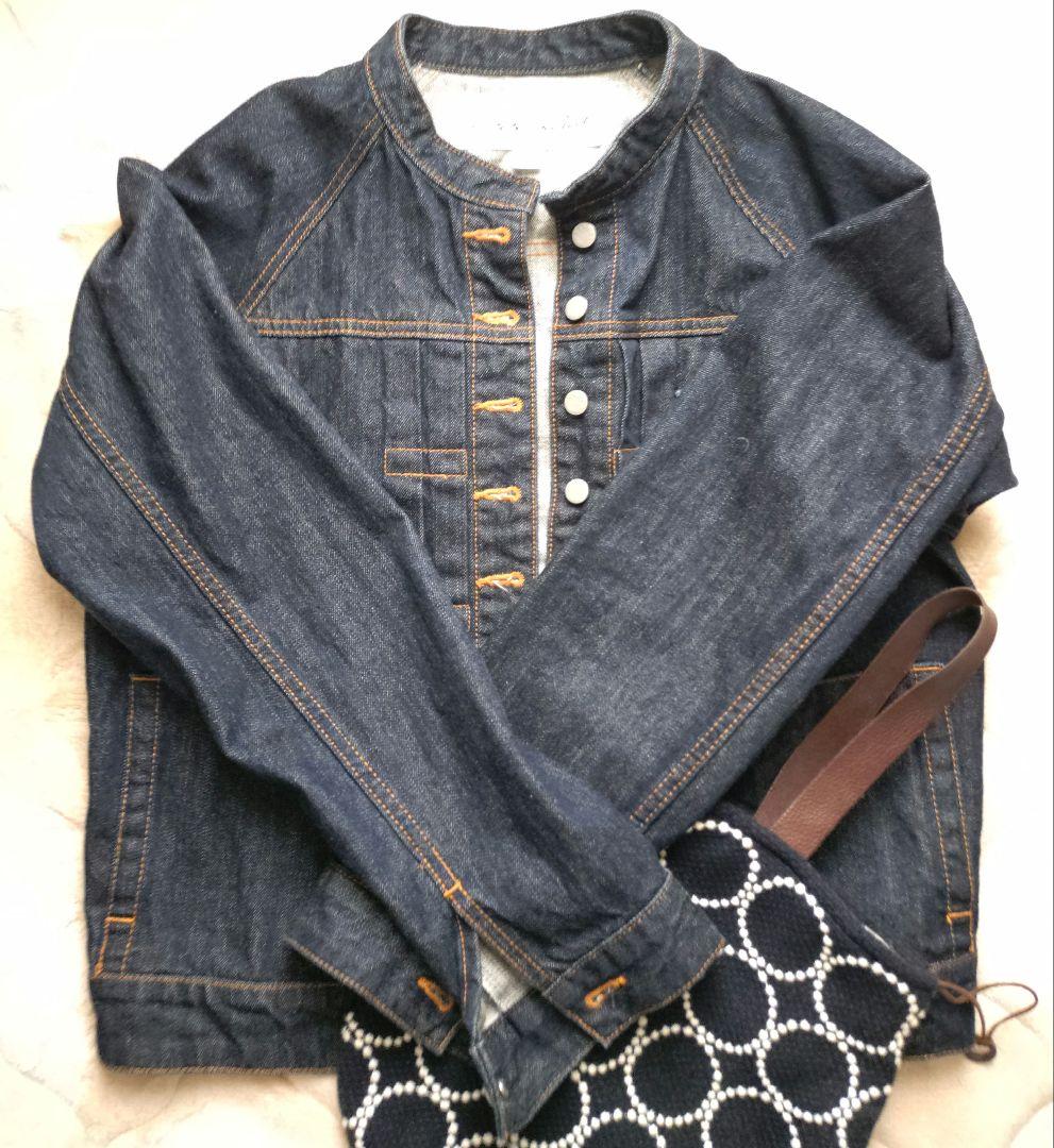 【美品】si-si-si comfort ノーカラーデニムジャケット 40