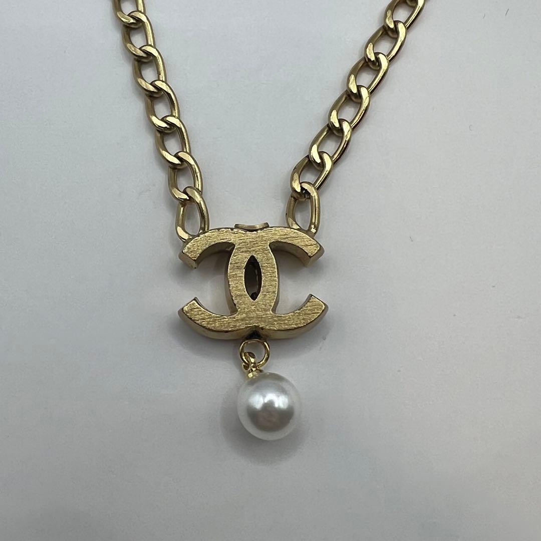 【極美品】シャネル ネックレス ココマーク パールモチーフ 03P ゴールド