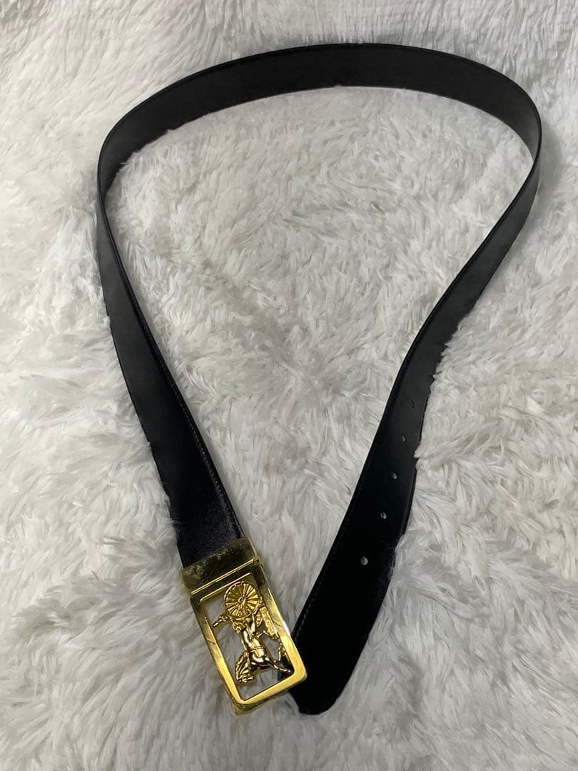 CELINE セリーヌ 馬車バックル 本革　レザーベルト ブラック ゴールド