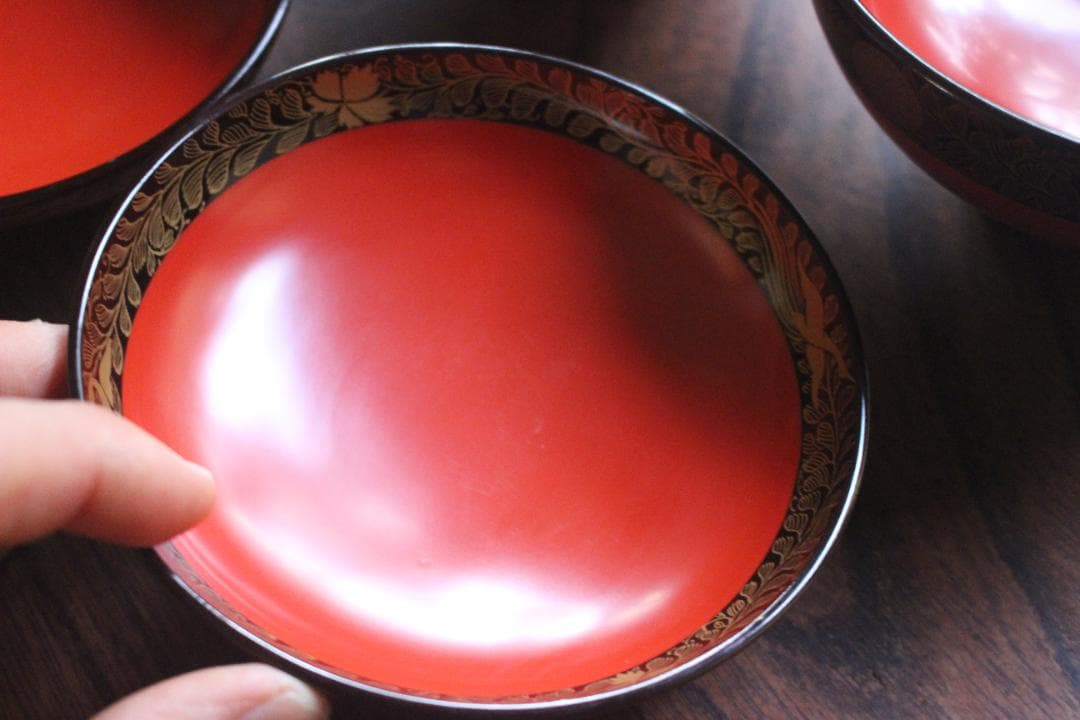 時代逸品！上質朱漆に極上菊桐唐草蒔絵の映えるお椀2点（検輪島塗京塗高台寺蒔絵