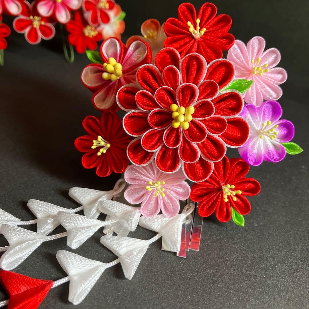 Chi様　舞妓さんみたい！つまみかんざし　つまみ細工　七五三　日本舞踊　髪飾り