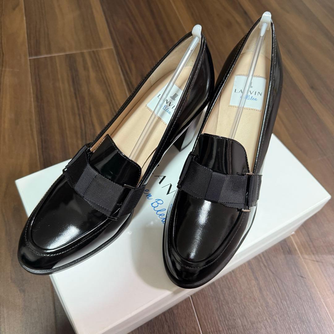 あず　新品LANVIN enBleu リボンモチーフヒールアップローファー