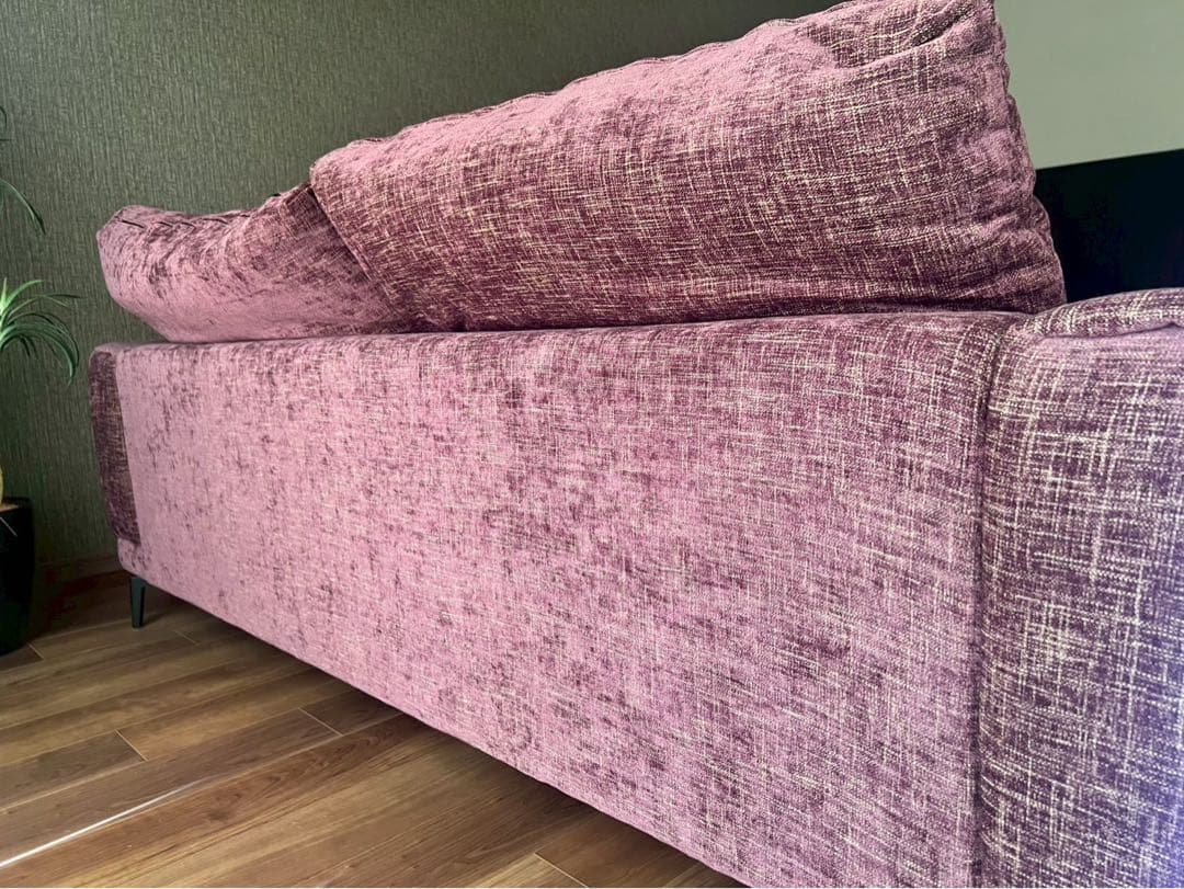 みろたろ　ARMONIA 3人掛けソファ ワインレッド フェザー仕様