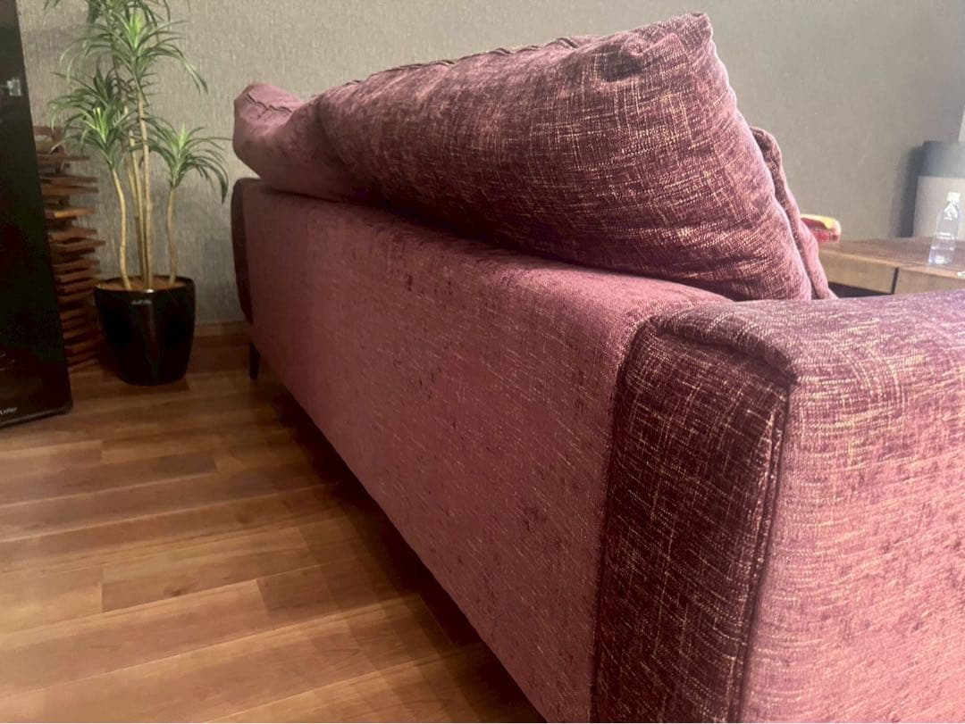 みろたろ　ARMONIA 3人掛けソファ ワインレッド フェザー仕様