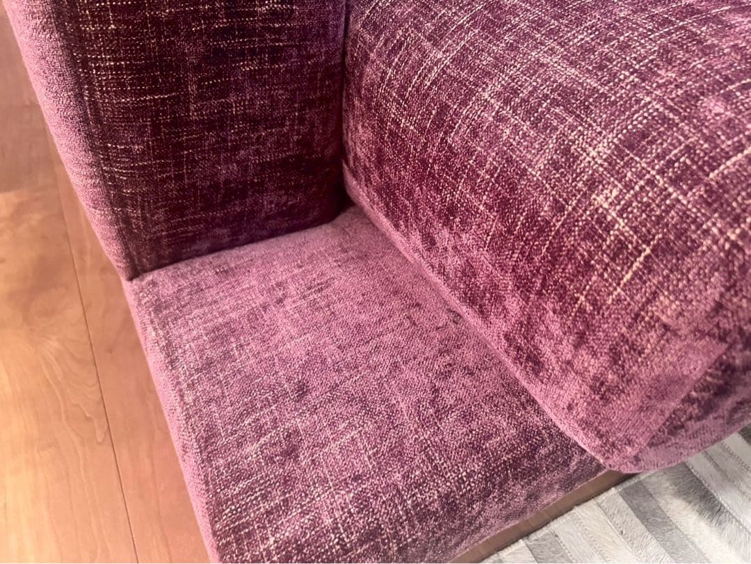 みろたろ　ARMONIA 3人掛けソファ ワインレッド フェザー仕様