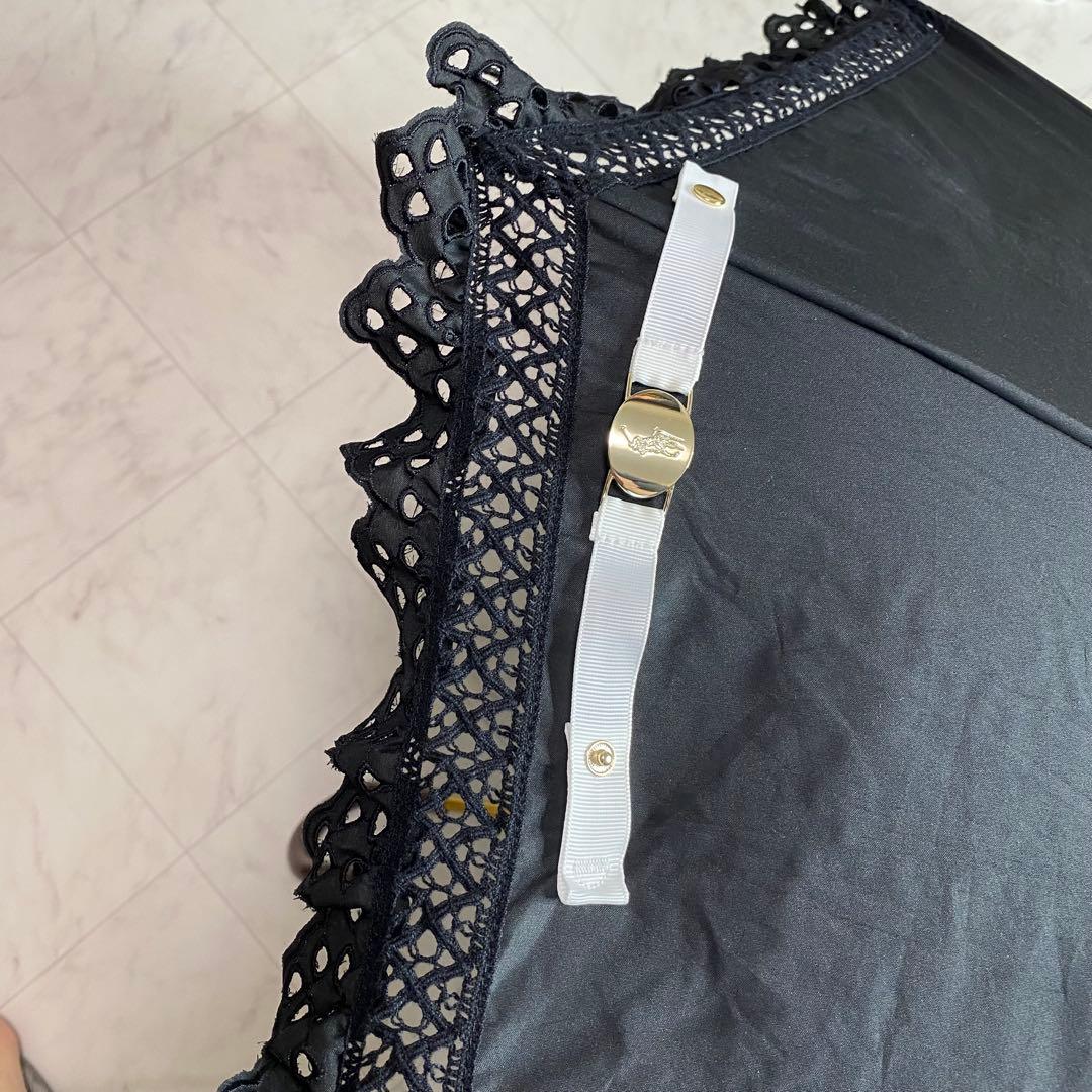 美品✨ポロラルフローレン　黒　折りたたみ傘　日傘　晴雨兼用　フリル　パラソル