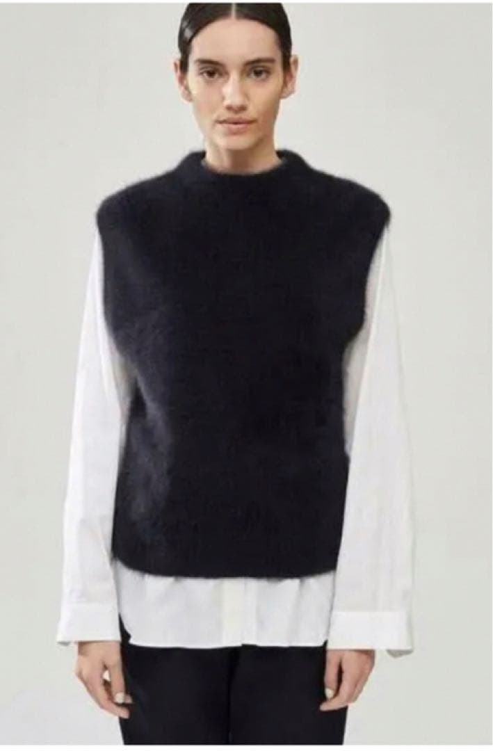 デプレ　カシミヤフォックス　ニットベスト　ブラック