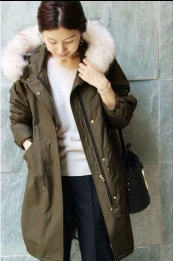 【極美品】イエナ　IENA モッズコート　38サイズ　カーキ　ラクーンファー